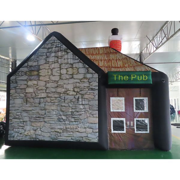 Image of ENM 732147060 4x3m small inflatable pub with chimneymovable house tent inflatables party bar for outdoor entertainment