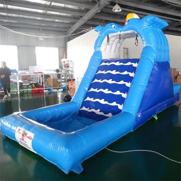 Image of ENSP 851099628 outdoor games inflatable water pool with slide for wet dry play with detached ground bounce adults and kids