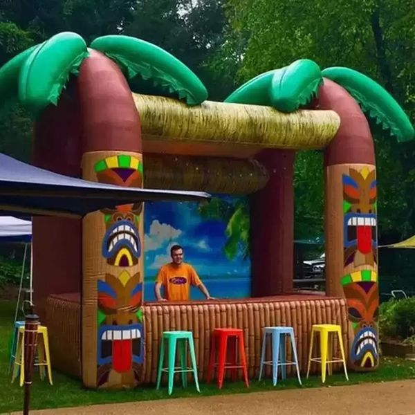 Image of ENSP 852620435 outdoor opened 3m lx25mw inflatable bouncers tiki bar with palm tree portable drinking pub serving bars for summer beach party
