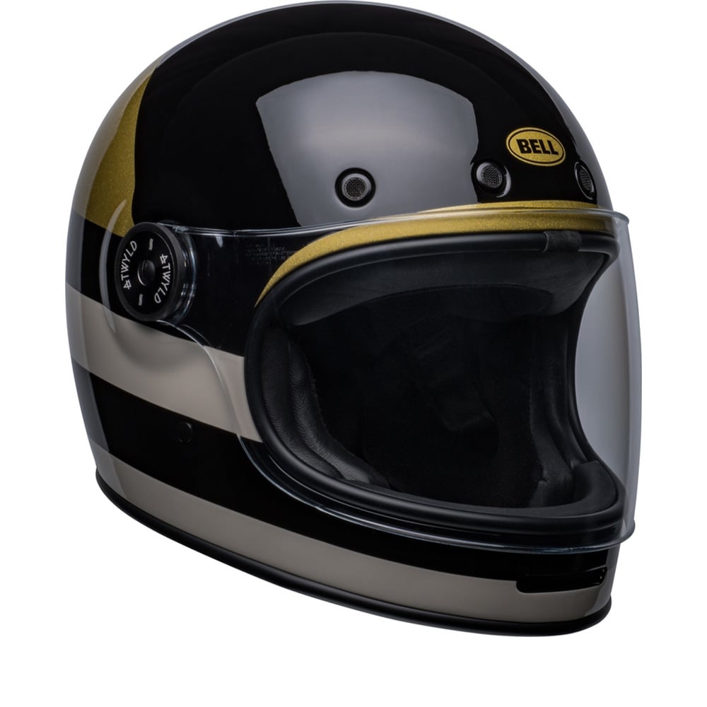 Image of EU Bell Bullitt Atwyld Replica Brillant Noir Or Casque Intégral Taille S