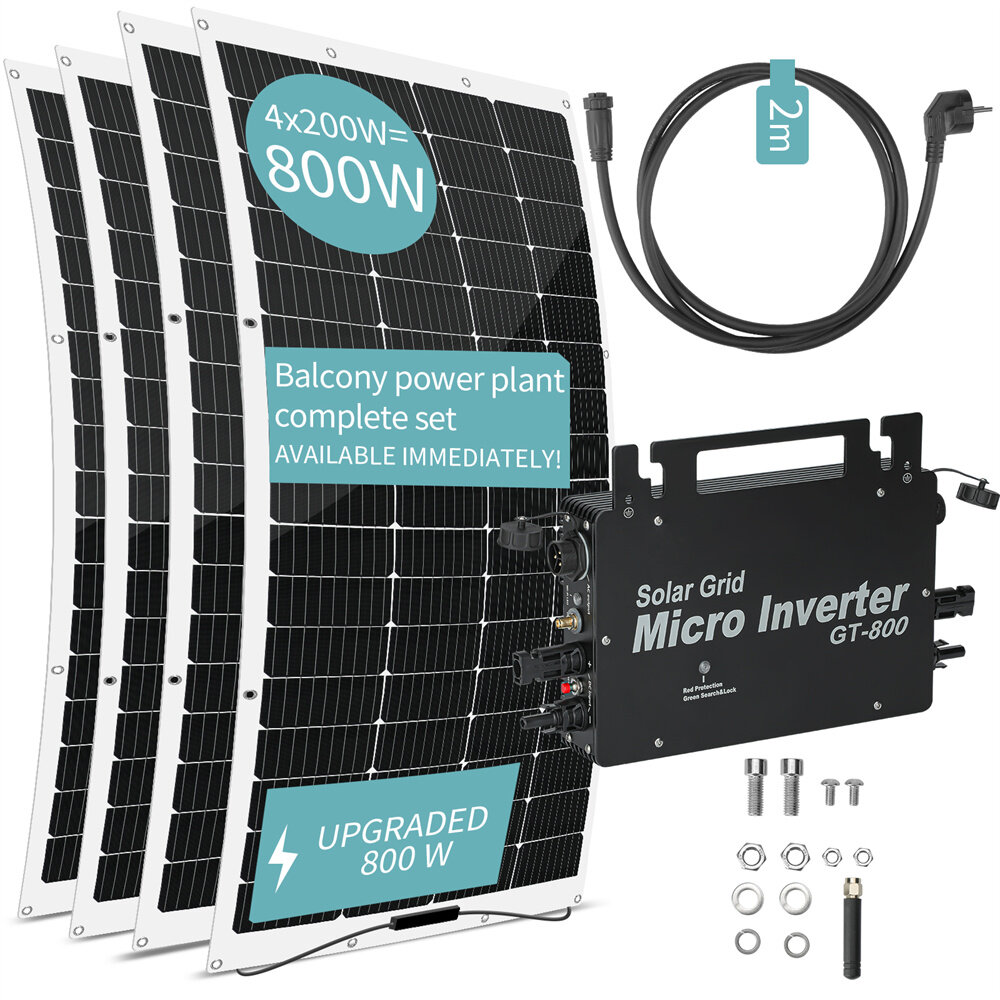Image of [EU Direct] LANPWR 800W Balcony Power Plant with 4 x 200W Flexible Solar Panels 23% Solar Conversion Efficiency 9980%