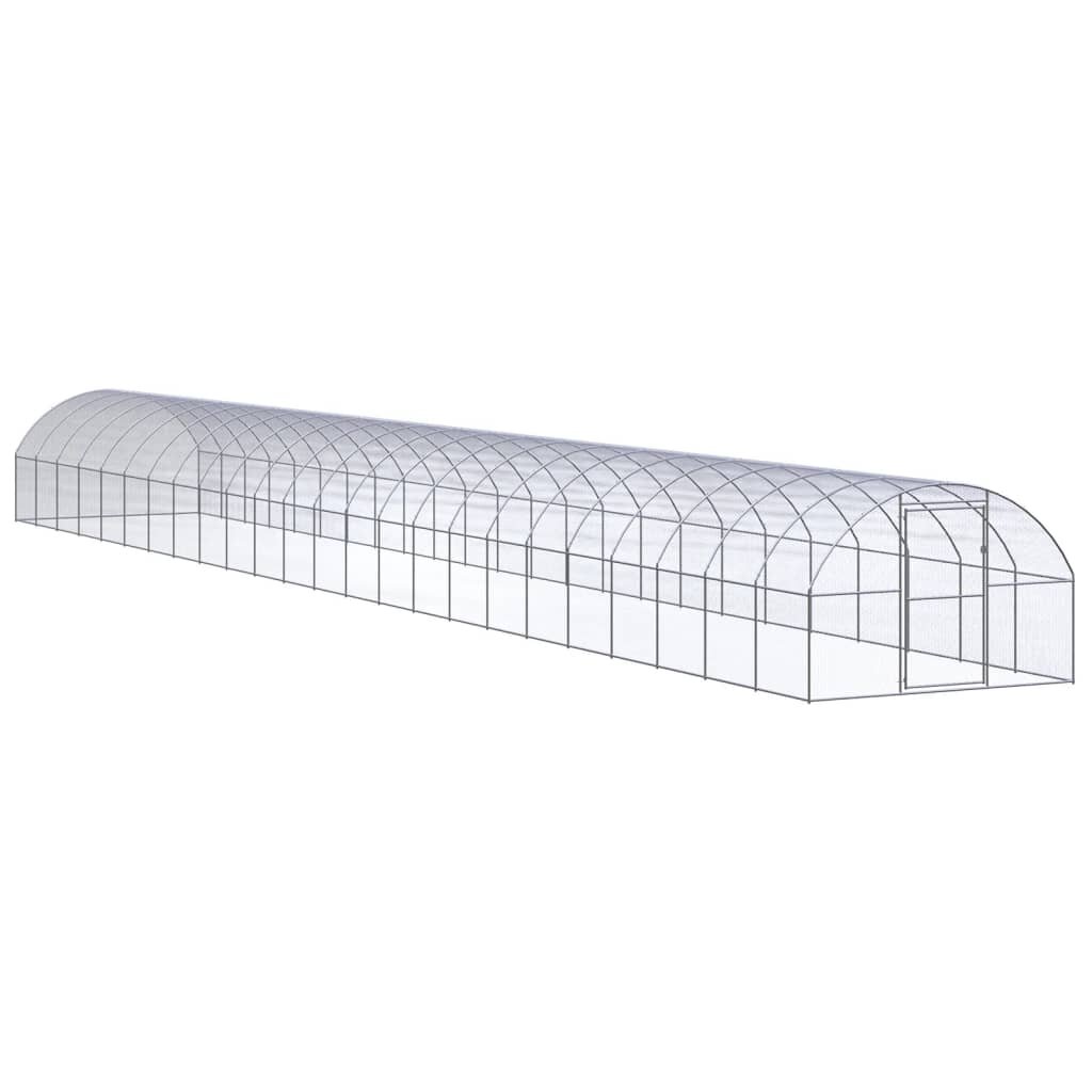 Image of [EU Direct] vidaXL 3095471 Outdoor Chicken Coop 3x24x2 m Galvanised Steel for Poultry Pet Supplies Dog House Pet Home Ca