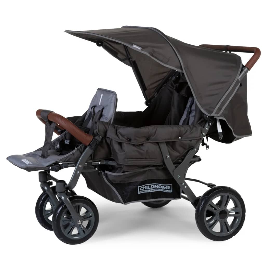 Image of [EU Direct] vidaXL 427421 CHILDWHEELS Stroller for three children anthracite CWTRIP Baby StrollerPortable Travel Child