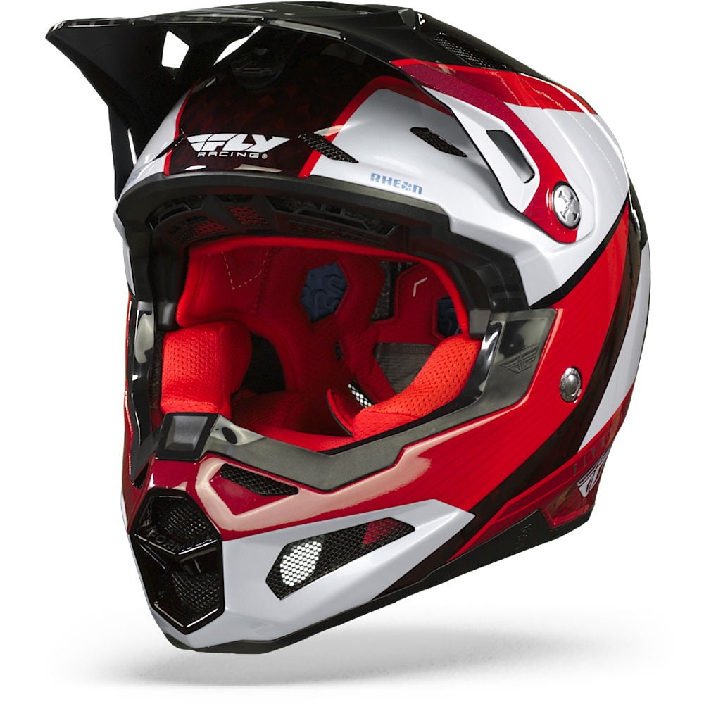 Image of EU FLY Racing Formula Carbon Prime Rouge Blanc Rouge Carbon Casque Cross Taille XS