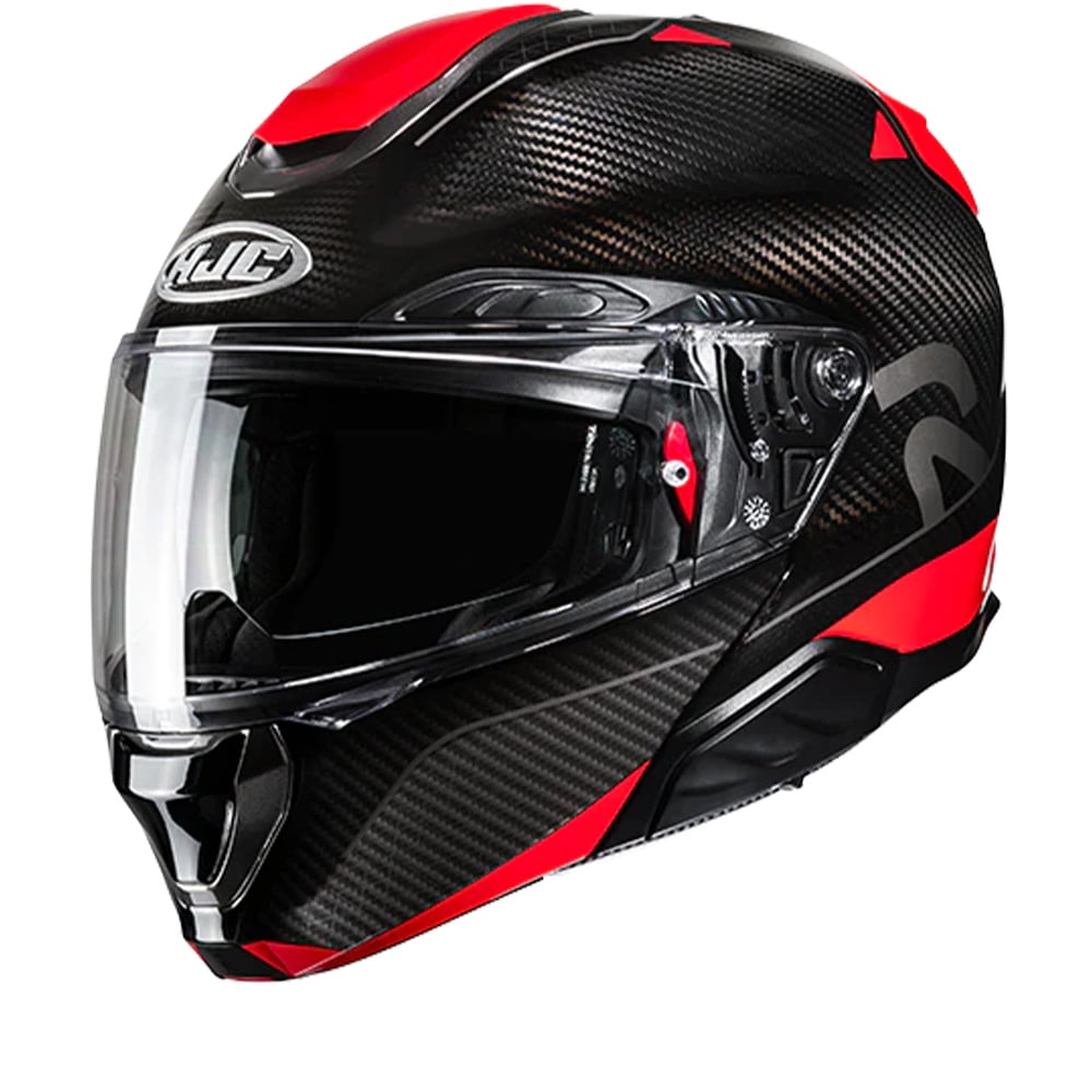 Image of EU HJC RPHA 91 Carbon Noela Black Red Modular Helmet Taille XL