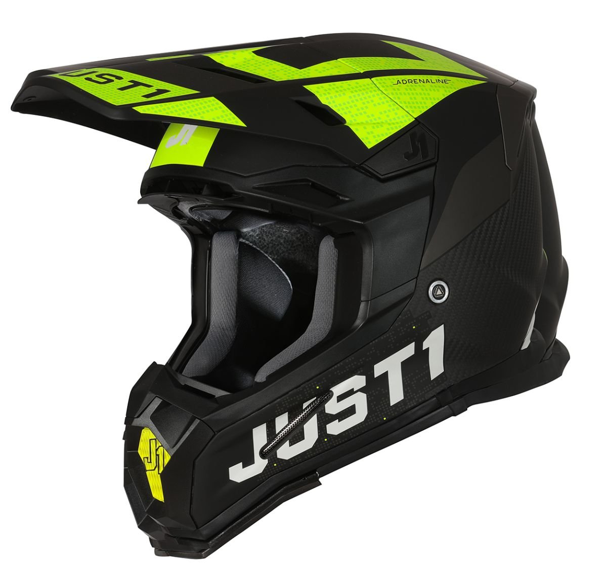 Image of EU Just1 Helmet J-22 Adrenaline Noir Jaune Fluo Carbon Mat Casque Cross Taille S
