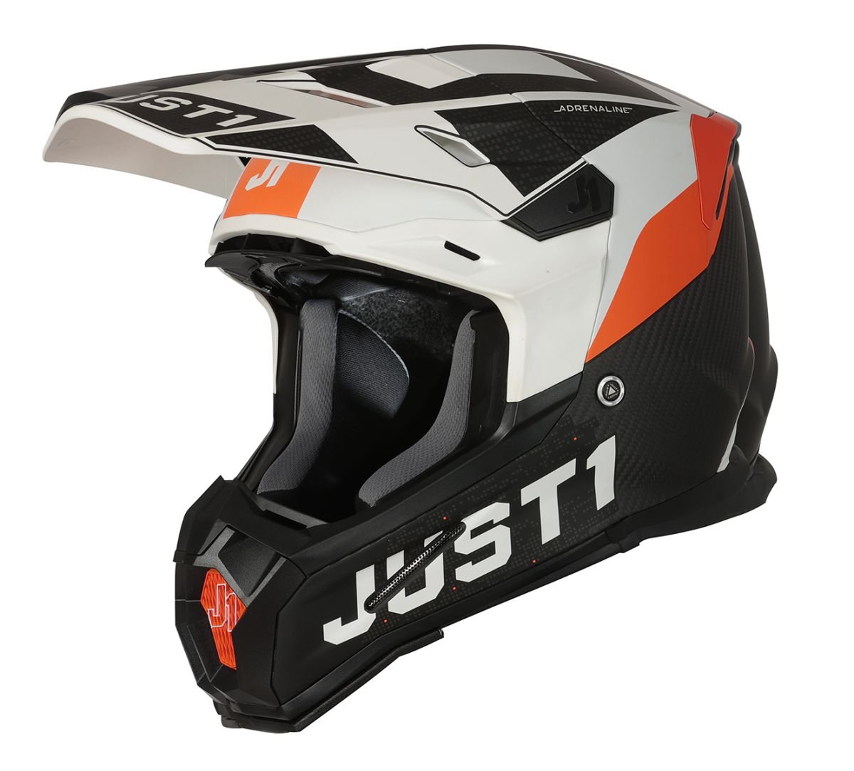 Image of EU Just1 Helmet J-22 Adrenaline Orange Blanc Carbon Mat Casque Cross Taille 2XL