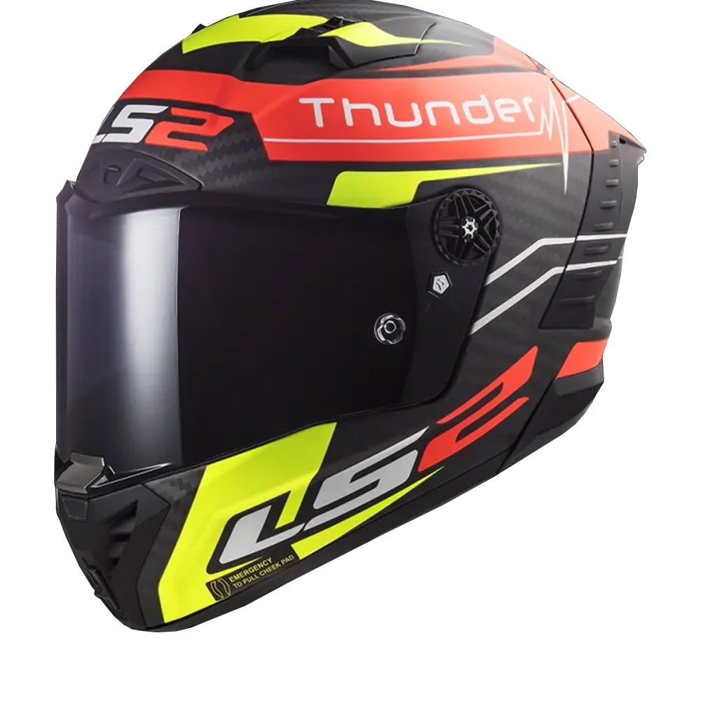 Image of EU LS2 FF805 Thunder C Attack Mat Rouge H-V Jaune 06 Casque Intégral Taille S