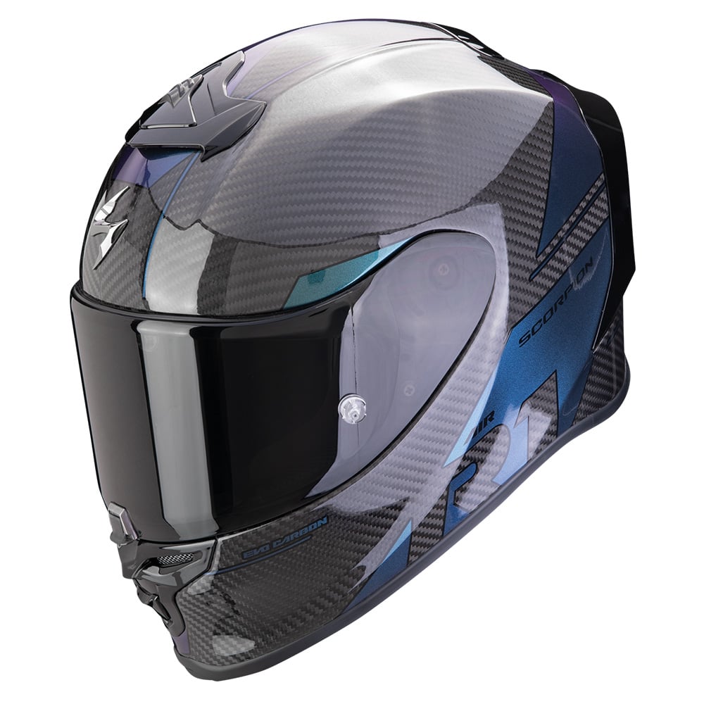 Image of EU Scorpion EXO-R1 Evo Carbon Air Rally Black-Chameleon Casque Intégral Taille M
