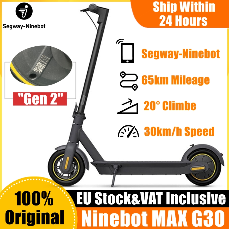 Image of EU Stock Original Ninebot by Segway MAX G30 Smart Electric Scooter foldable 65km Mileage KickScooter Dual Brake Skateboard G30P With APP Inc