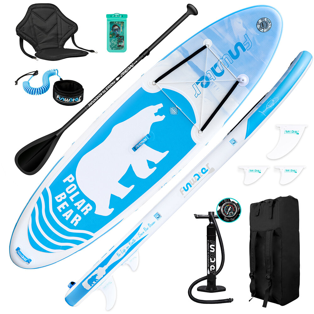 Image of [EU/US Direct] FunWater Inflatable Paddle Board Stand Up Surfboard 12~15PSI Pulp Board 320*84*15CM With Backpack Chair