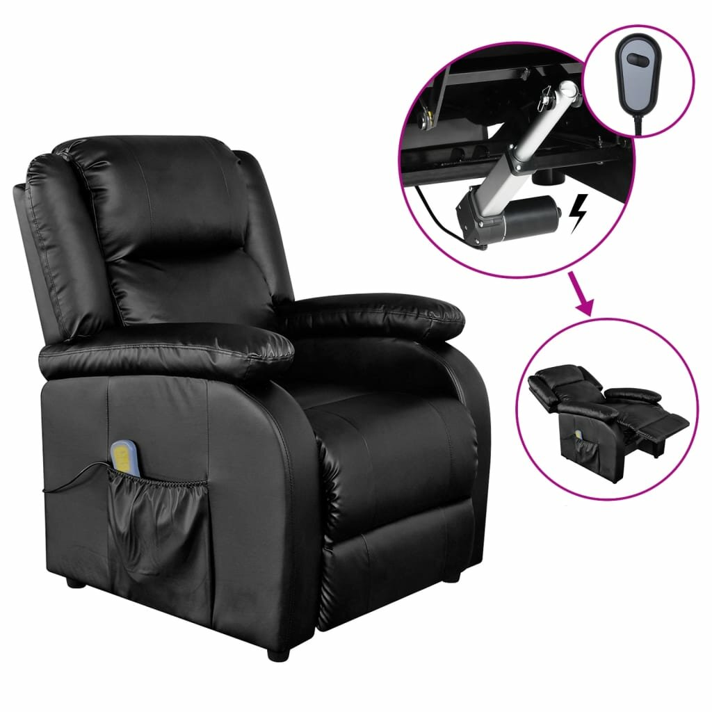 Image of Electric Massage Chair Black Faux Leather