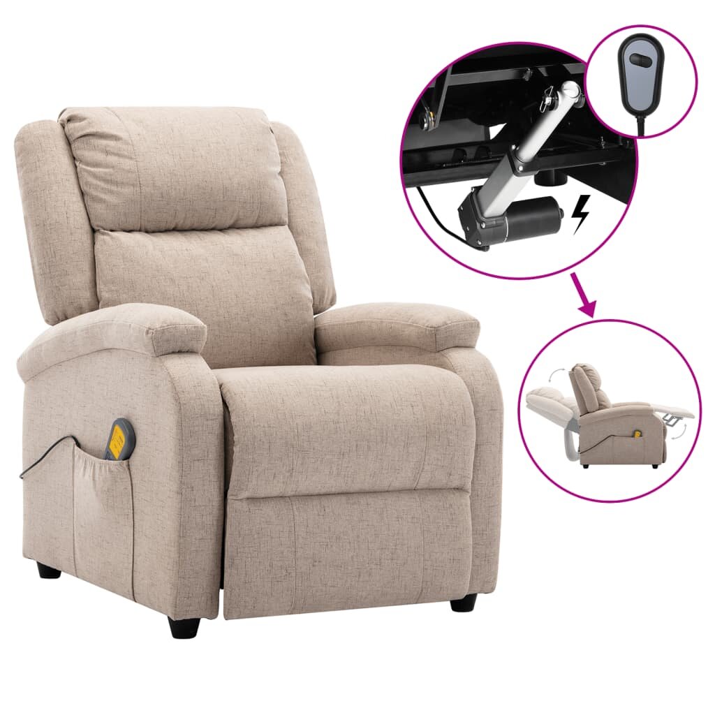 Image of Electric Massage Recliner Cream Fabric