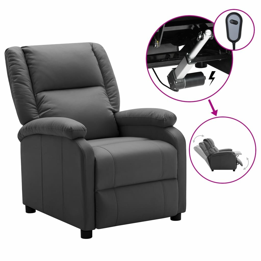 Image of Electric Recliner Anthracite Faux Leather