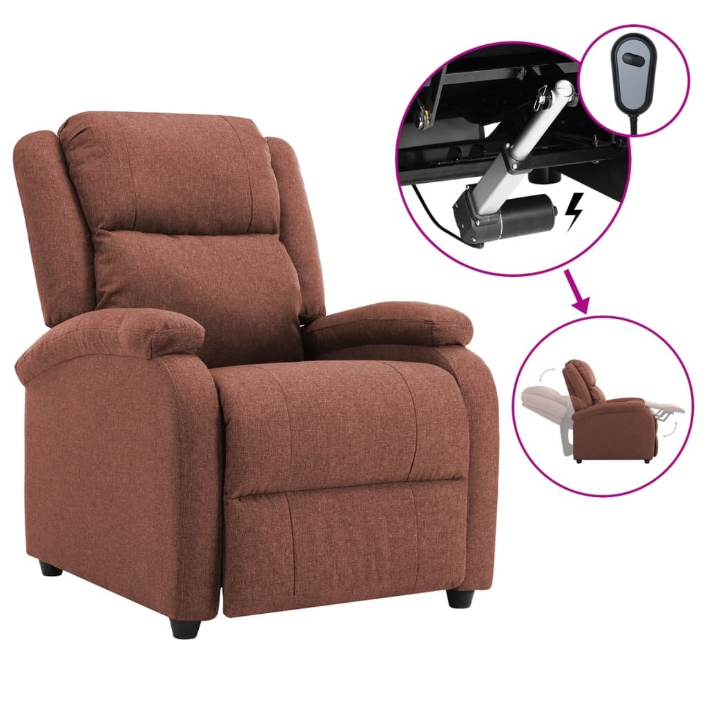 Image of Electric TV Recliner Chair Brown Fabric