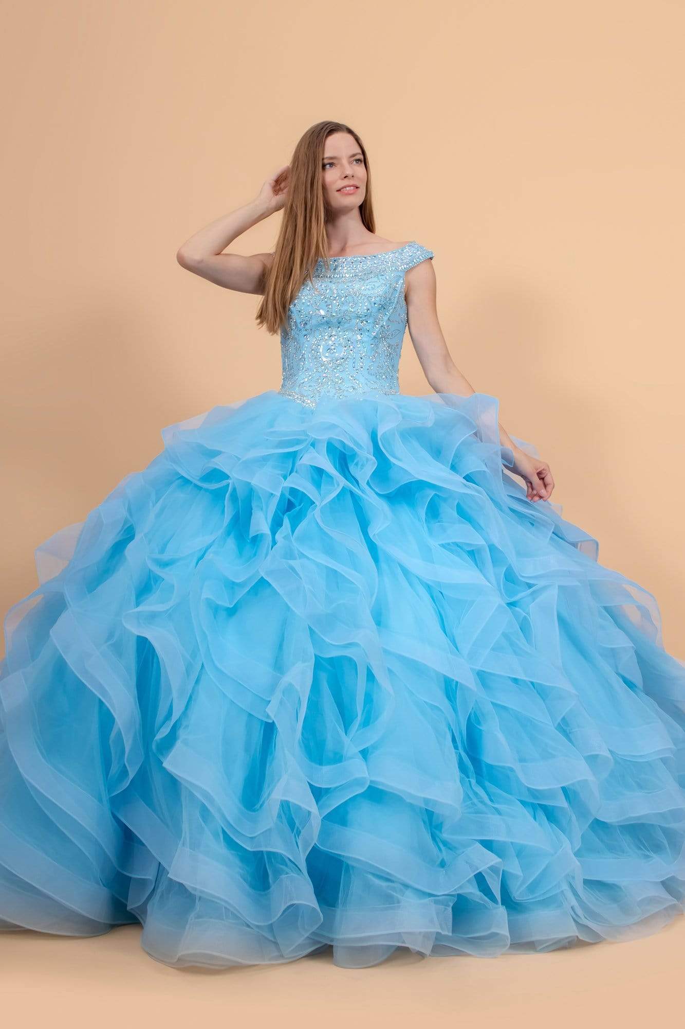 Image of Elizabeth K - GL1600 Jewel Embellished Bodice Tulle Ballgown