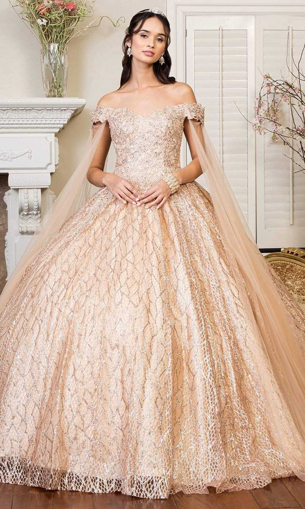 Image of Elizabeth K - GL1926 Glitter Off Shoulder Ballgown