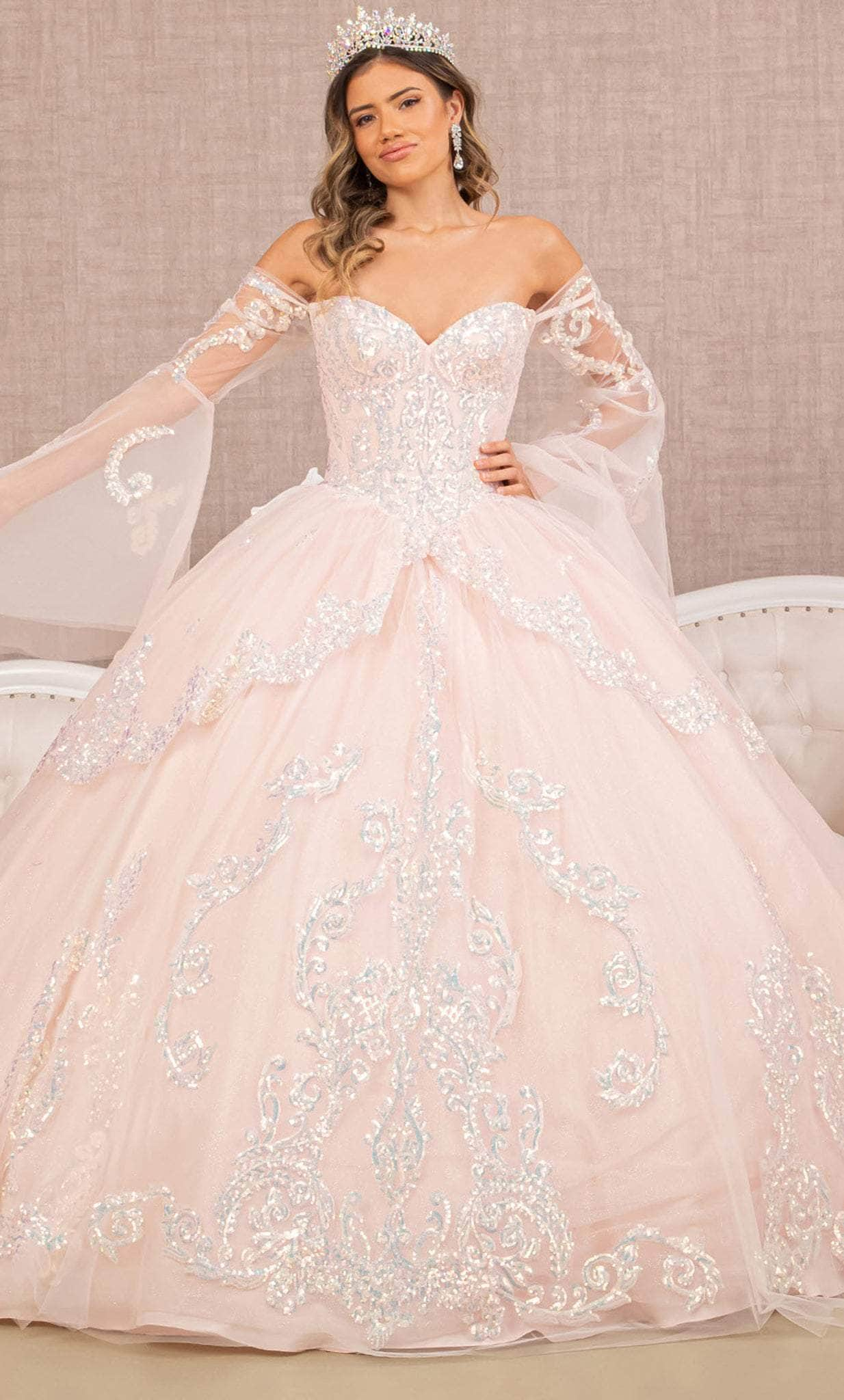 Image of Elizabeth K GL3109 - Bell Sleeve Quinceanera Ballgown