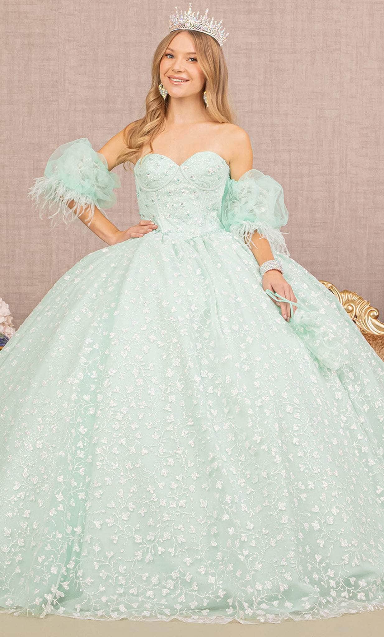 Image of Elizabeth K GL3176 - Strapless Glitter Ball Gown