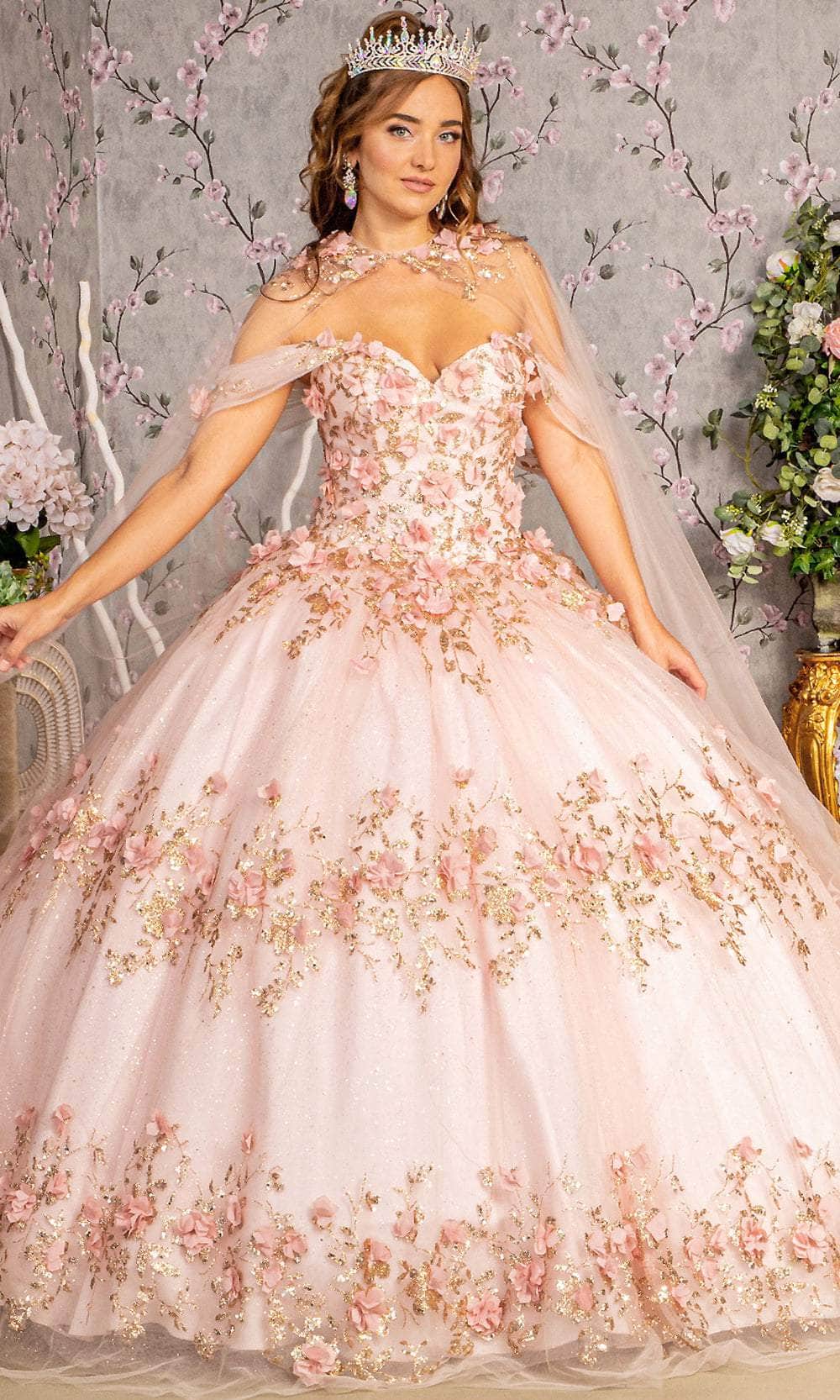 Image of Elizabeth K GL3179 - Floral Off-Shoulder Ballgown