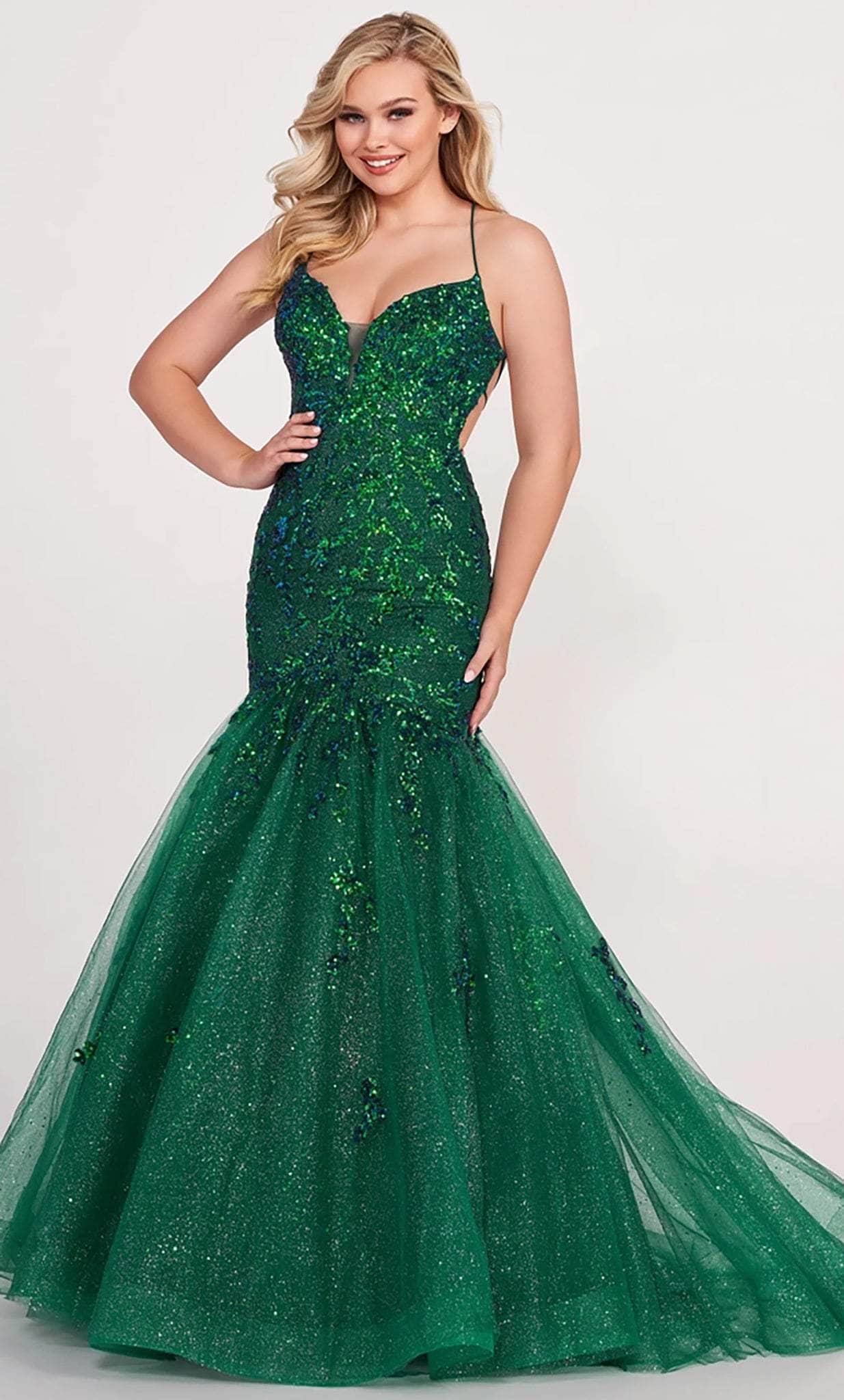 Image of Ellie Wilde EW34011 - Glitter Plunging V Neckline Evening Dress