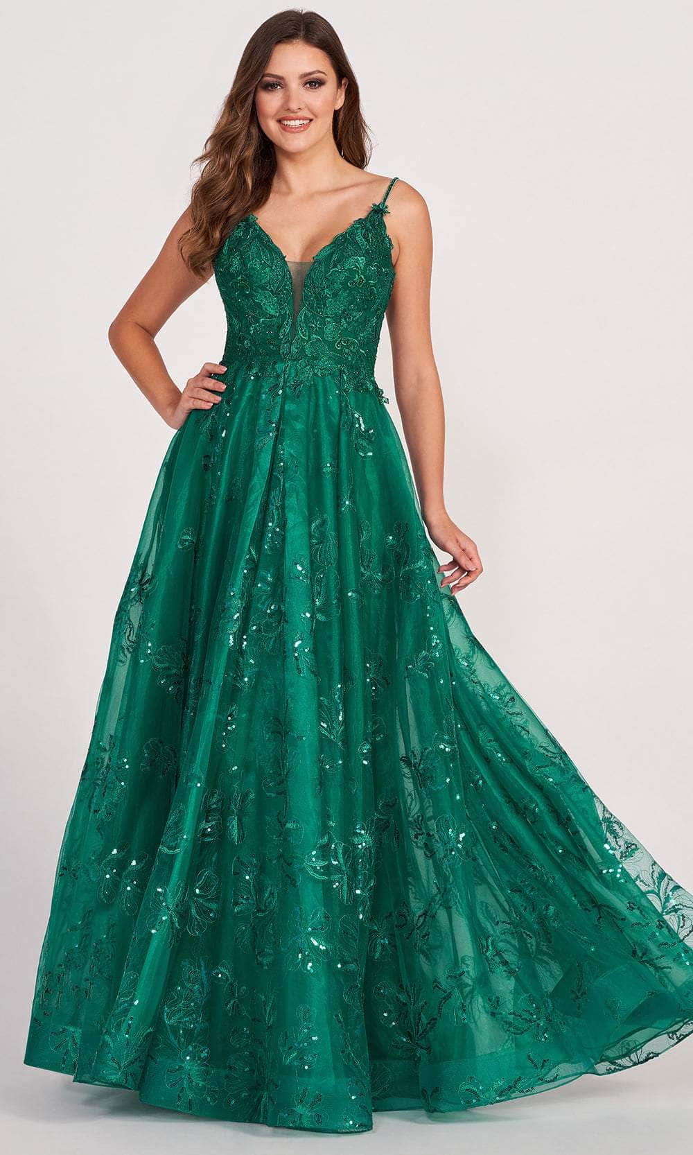Image of Ellie Wilde EW34051 - Embroidered Lace A-Line Prom Dress