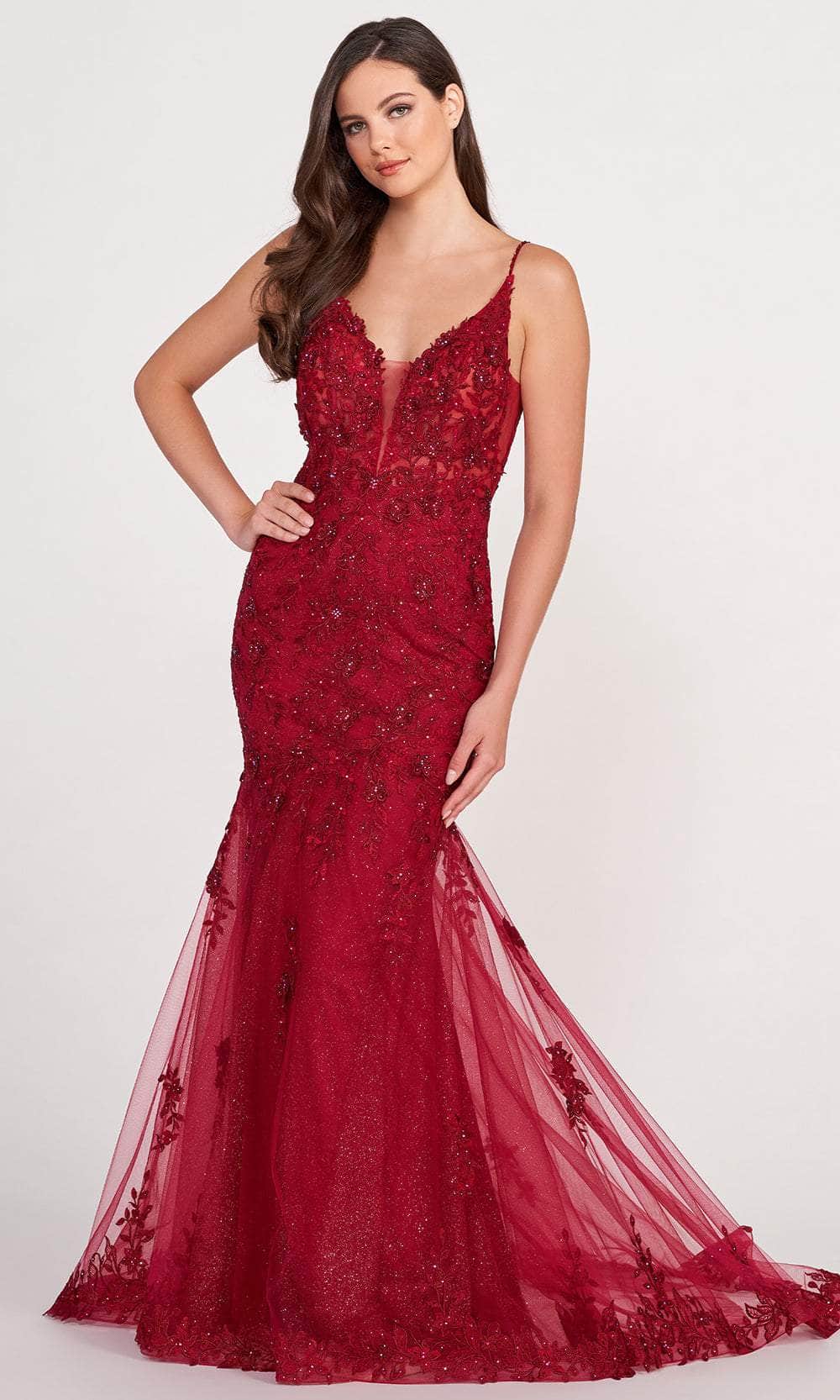 Image of Ellie Wilde EW34067 - Embroidered Trumpet Prom Dress
