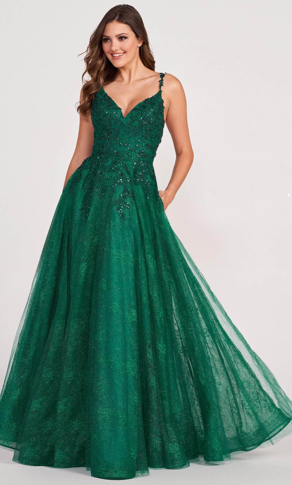 Image of Ellie Wilde EW34086 - Deep V-Neck Lace Prom Gown