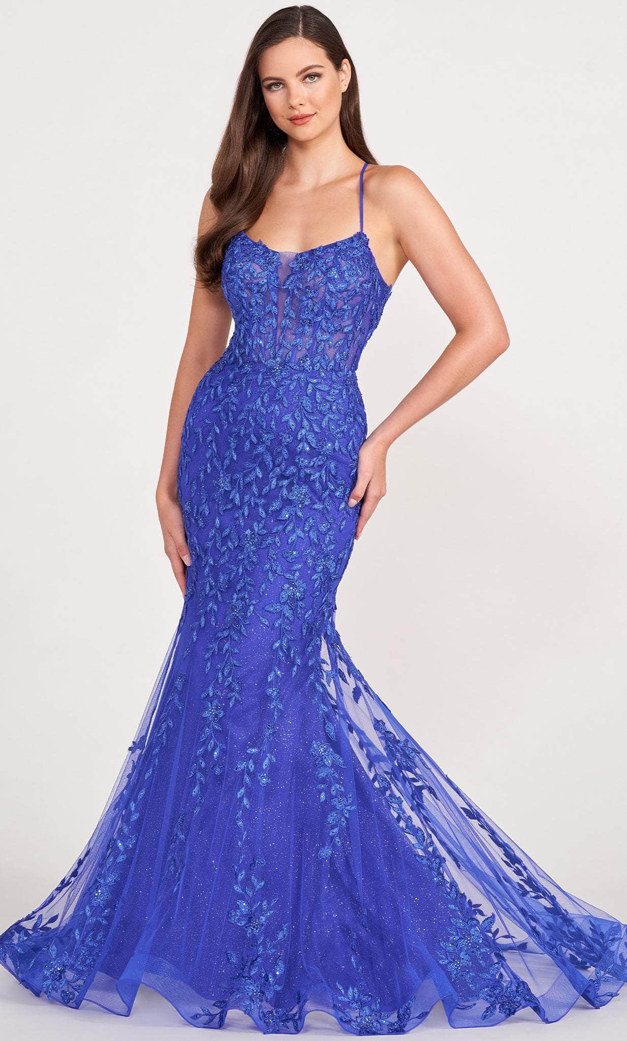 Image of Ellie Wilde EW34090 - Scoop Beaded Lace Prom Gown