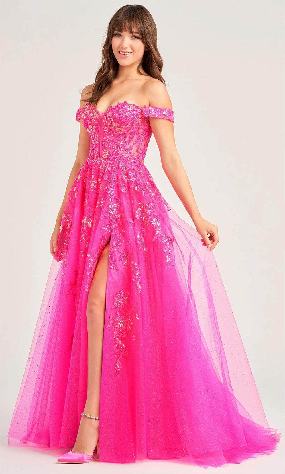 Image of Ellie Wilde EW35058 - Lace-Applique A-Line Prom Gown