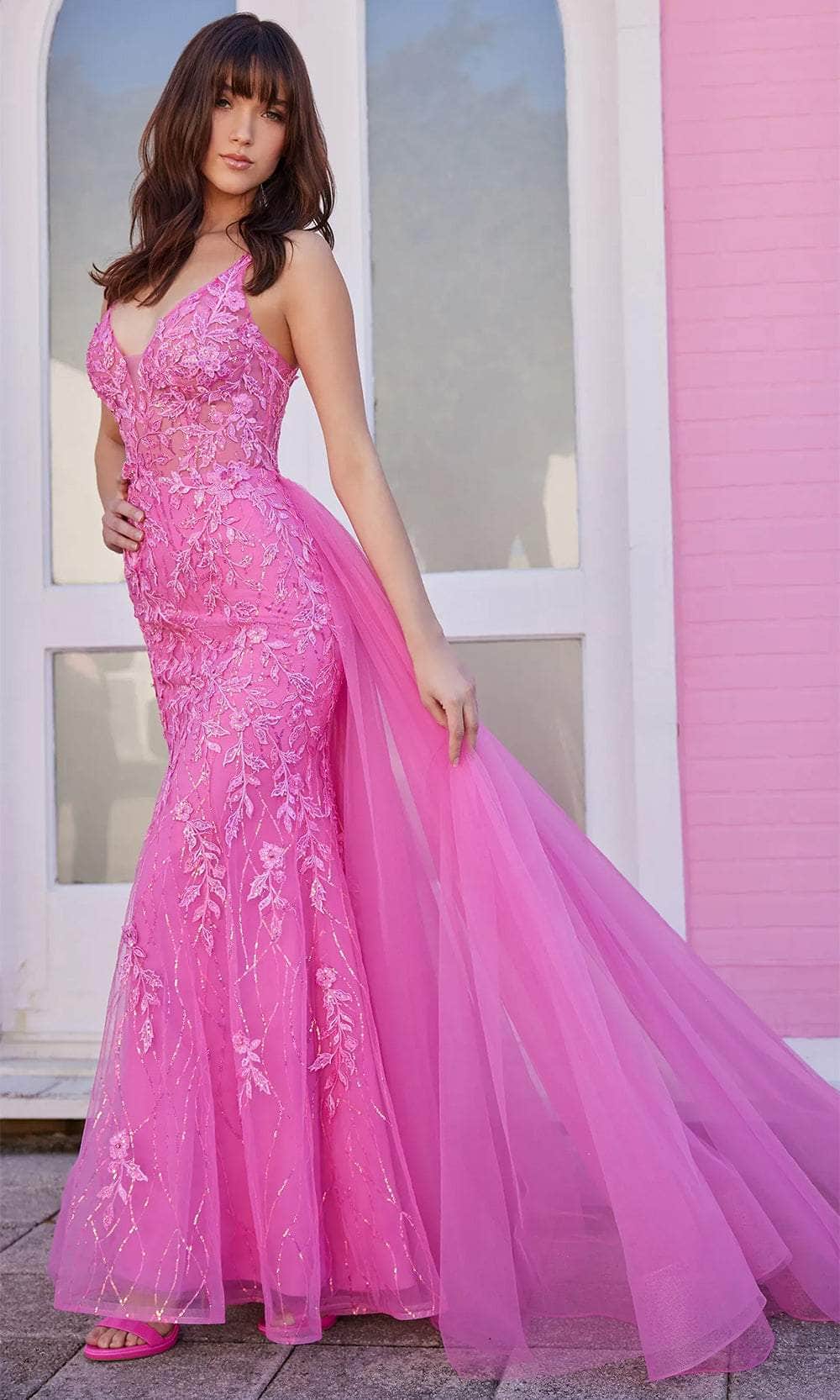 Image of Ellie Wilde EW35110 - Embroidered V-Neck Prom Gown