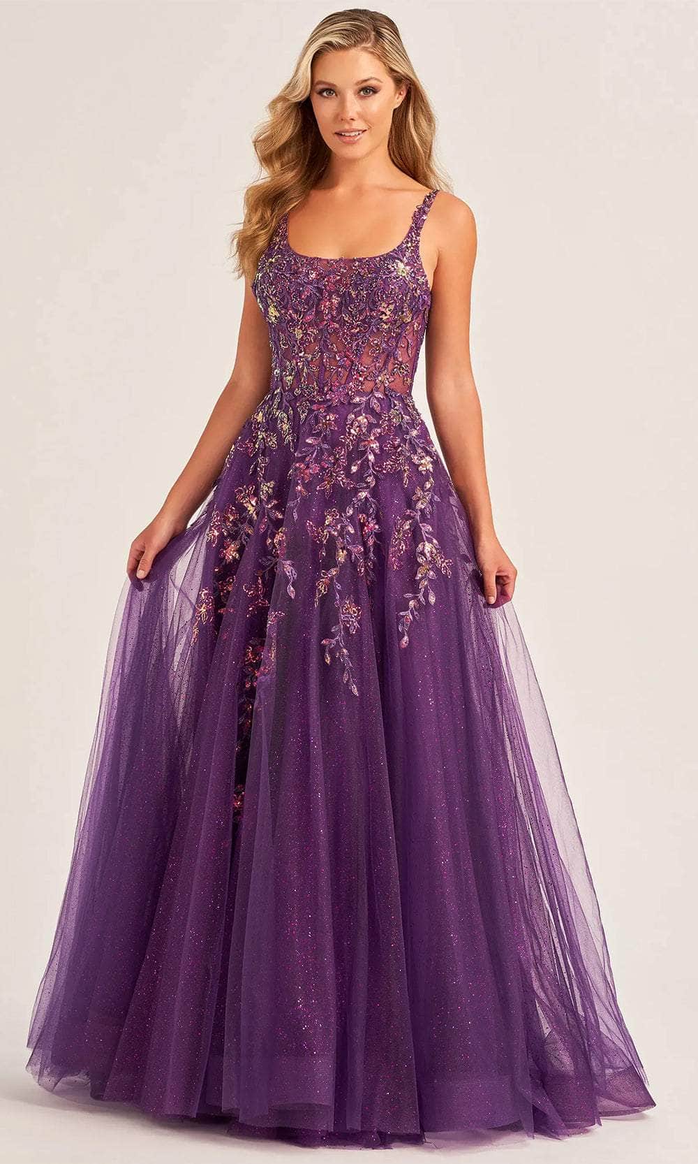 Image of Ellie Wilde EW35242 - Embroidered Sleeveless A-Line Prom Gown