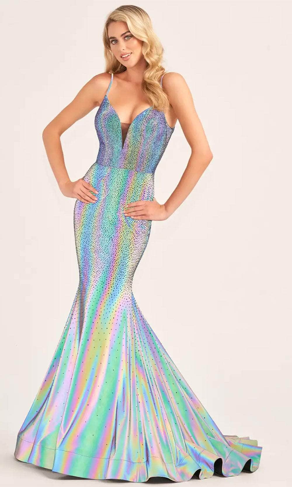 Image of Ellie Wilde EW35701 - Stone Embellished Trumpet Prom Gown