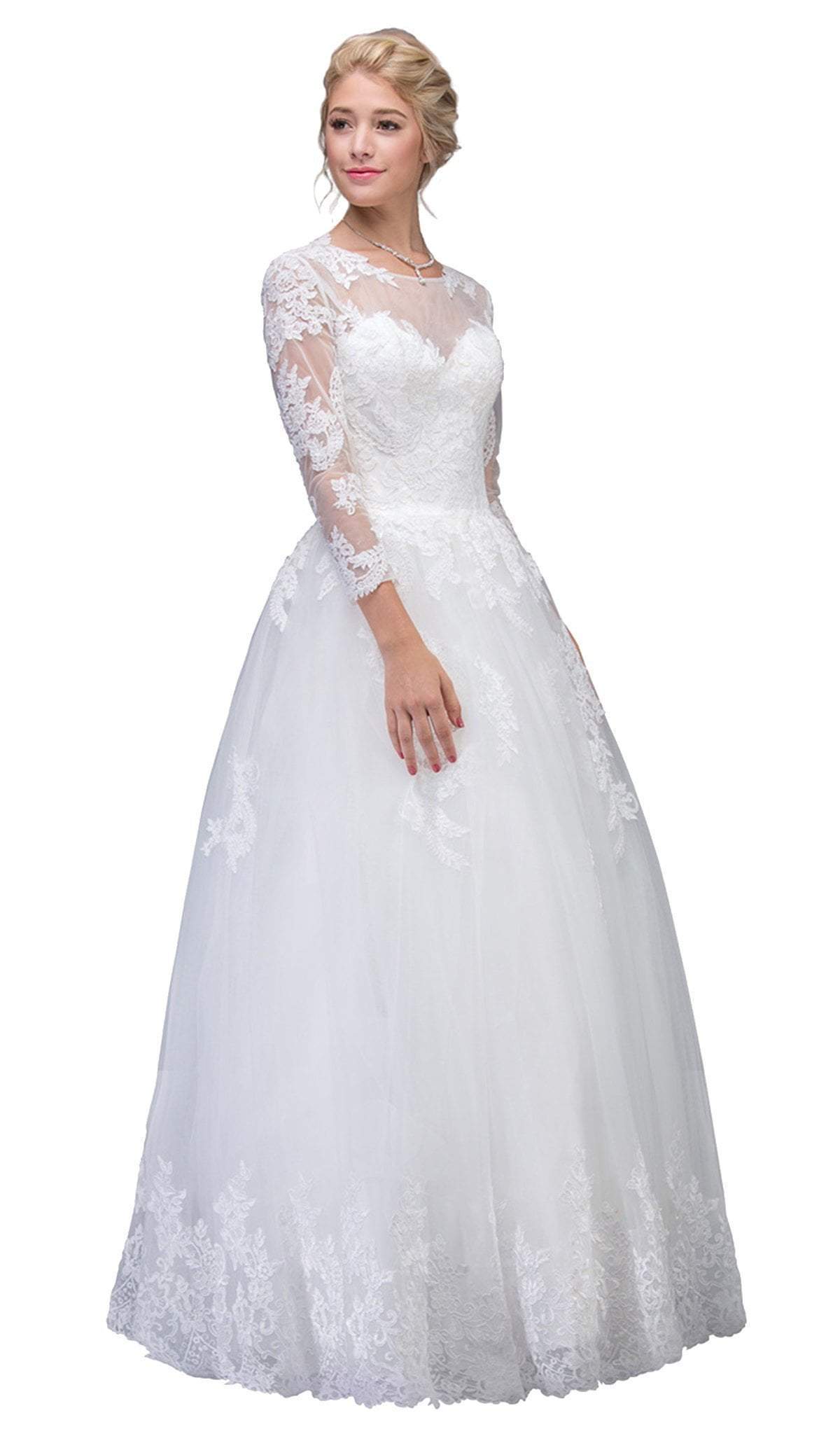 Image of Eureka Fashion Bridal - Lace Long Sleeve Wedding Evening Gown