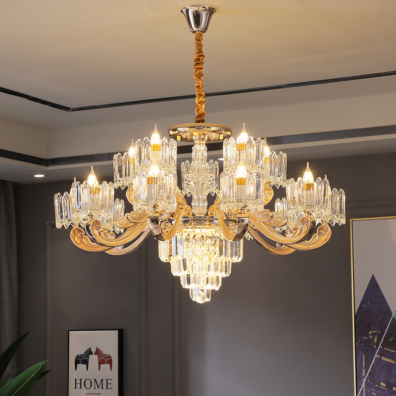 Image of European Style Living Room Chandelier Ceiling Decoration Lamp Dining Home Crystal Pendant Lamp Simple Modern led Chandeliers Atmosphere Lighting