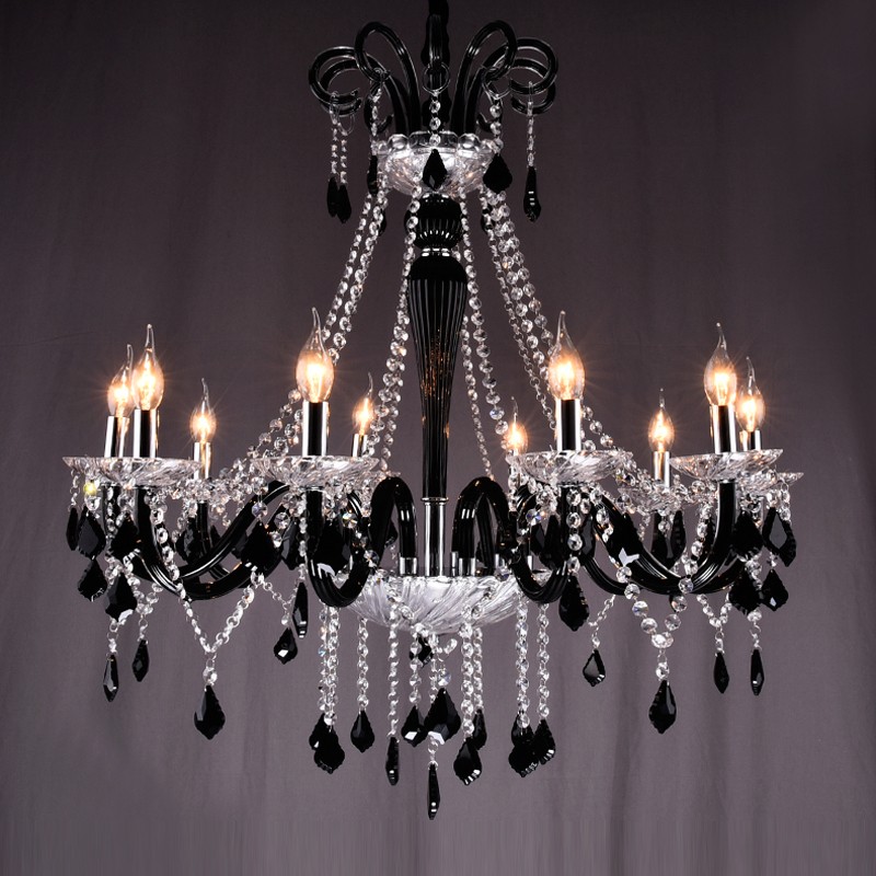 Image of European style French villa bedroom black candle crystal chandelier creative living room bedroom wedge type restaurant pendant lamp