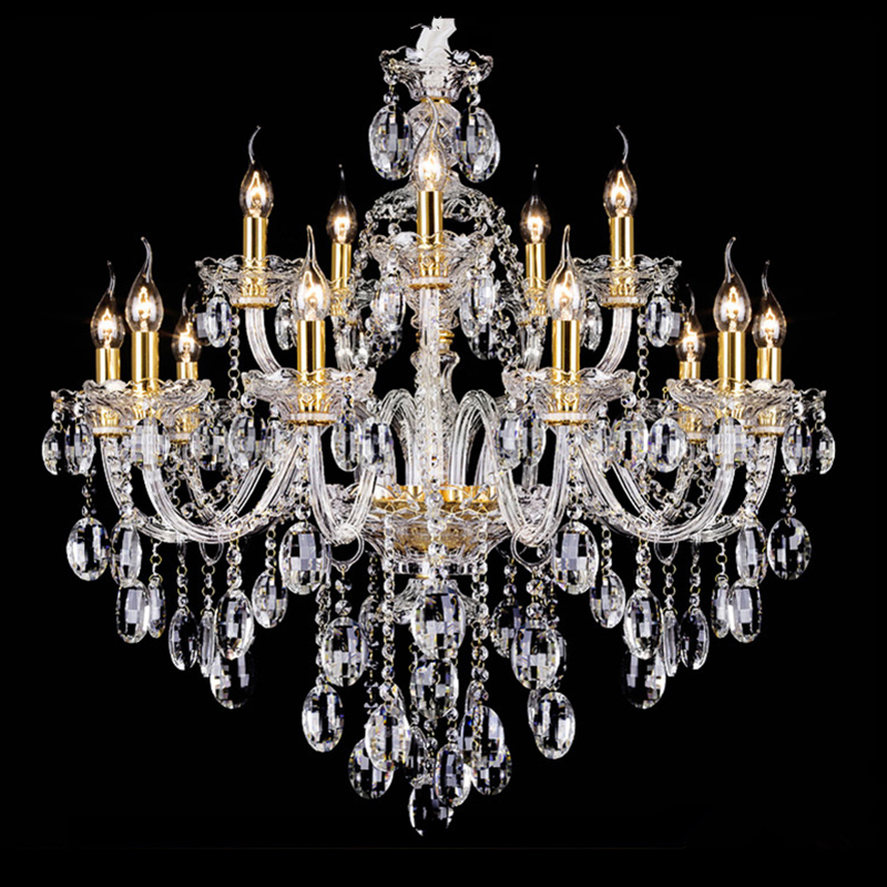 Image of European style crystal chandelier living room modern bedroom dining room lamp creative personality villa hotel hall candle chandeliers