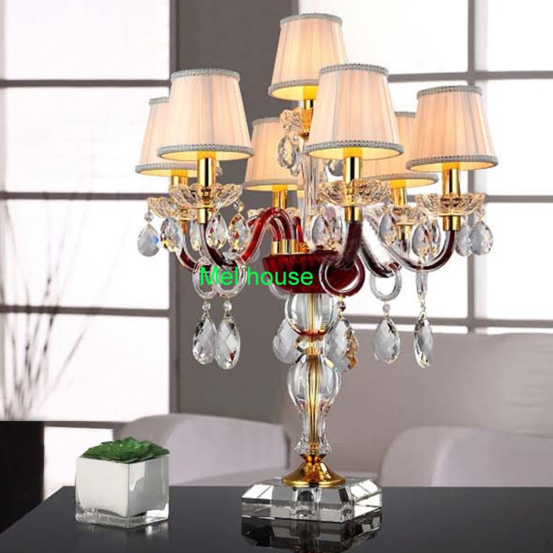 Image of European style modern crystal lamp LED fashion bedroom living room background sofa corner restaurant creative study lamp bedside table lamps
