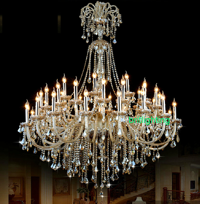 Image of Extra Large Crystal Chandelier Ceiling Lighting Entryway High Flush Mounted Chandeliers for Hotel Hall Sitting Room Foyer Lamps Decorate