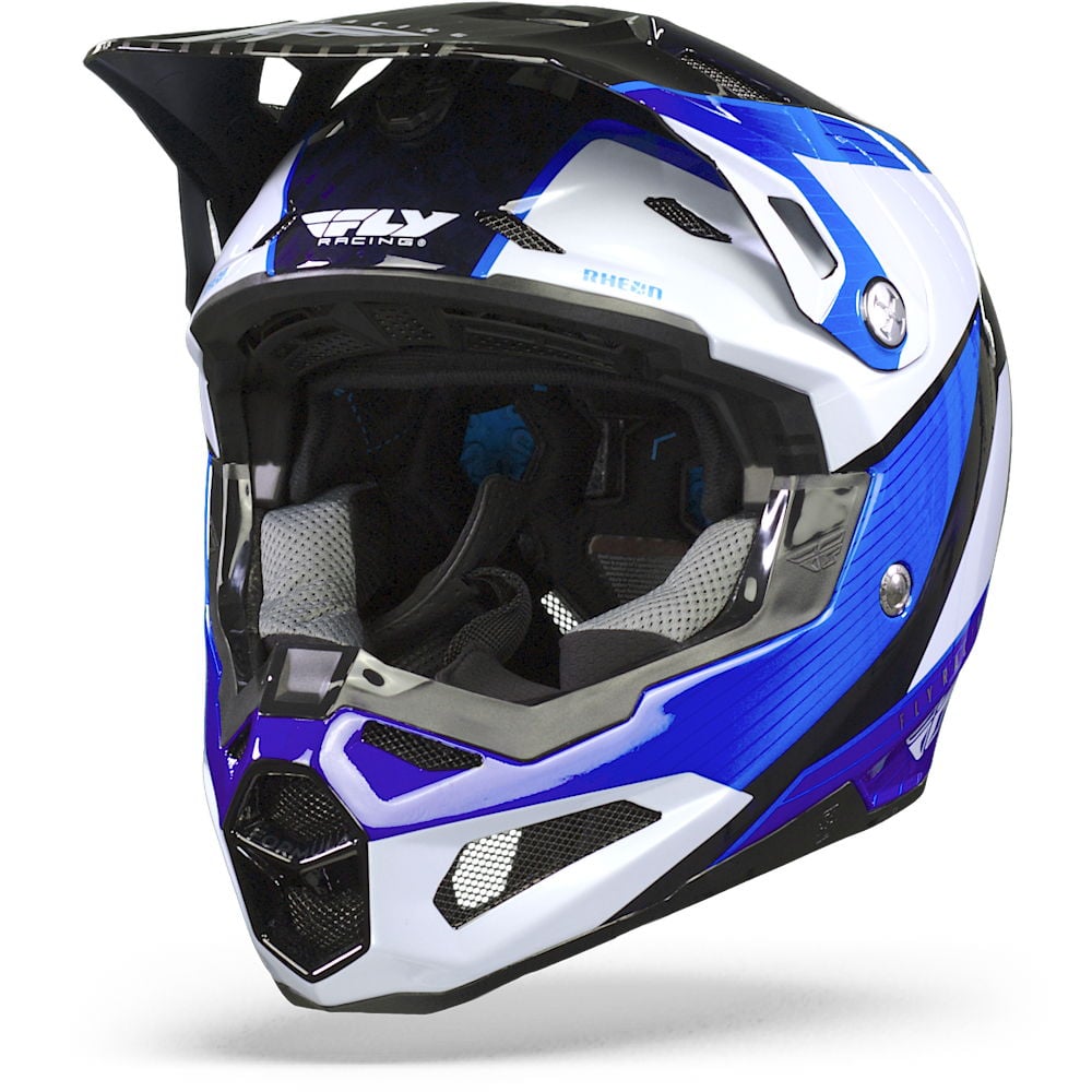 Image of FLY Racing Formula Carbon Prime Blue White Blue Carbon Offroad Helmet Talla L