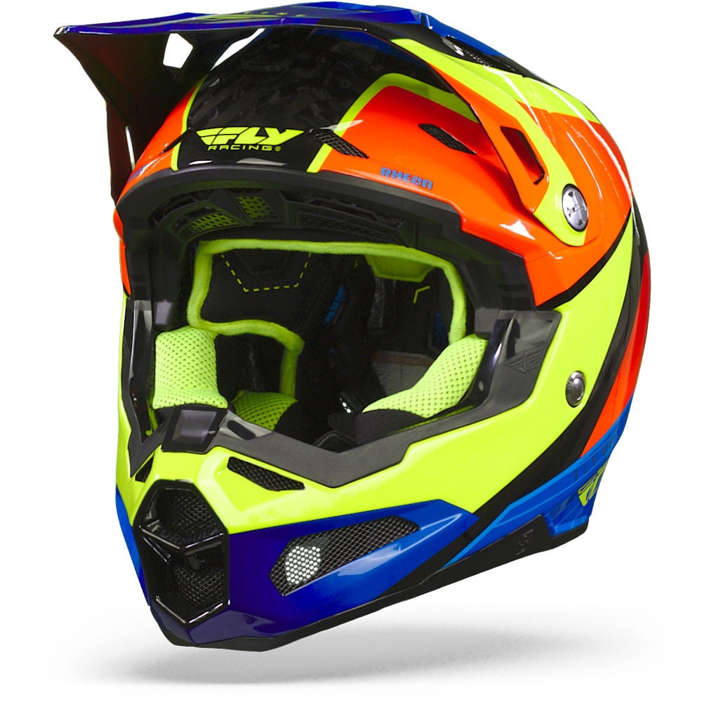 Image of FLY Racing Formula Carbon Prime Hi-Vis Blue Red Offroad Helmet Size XS ID 191361283505