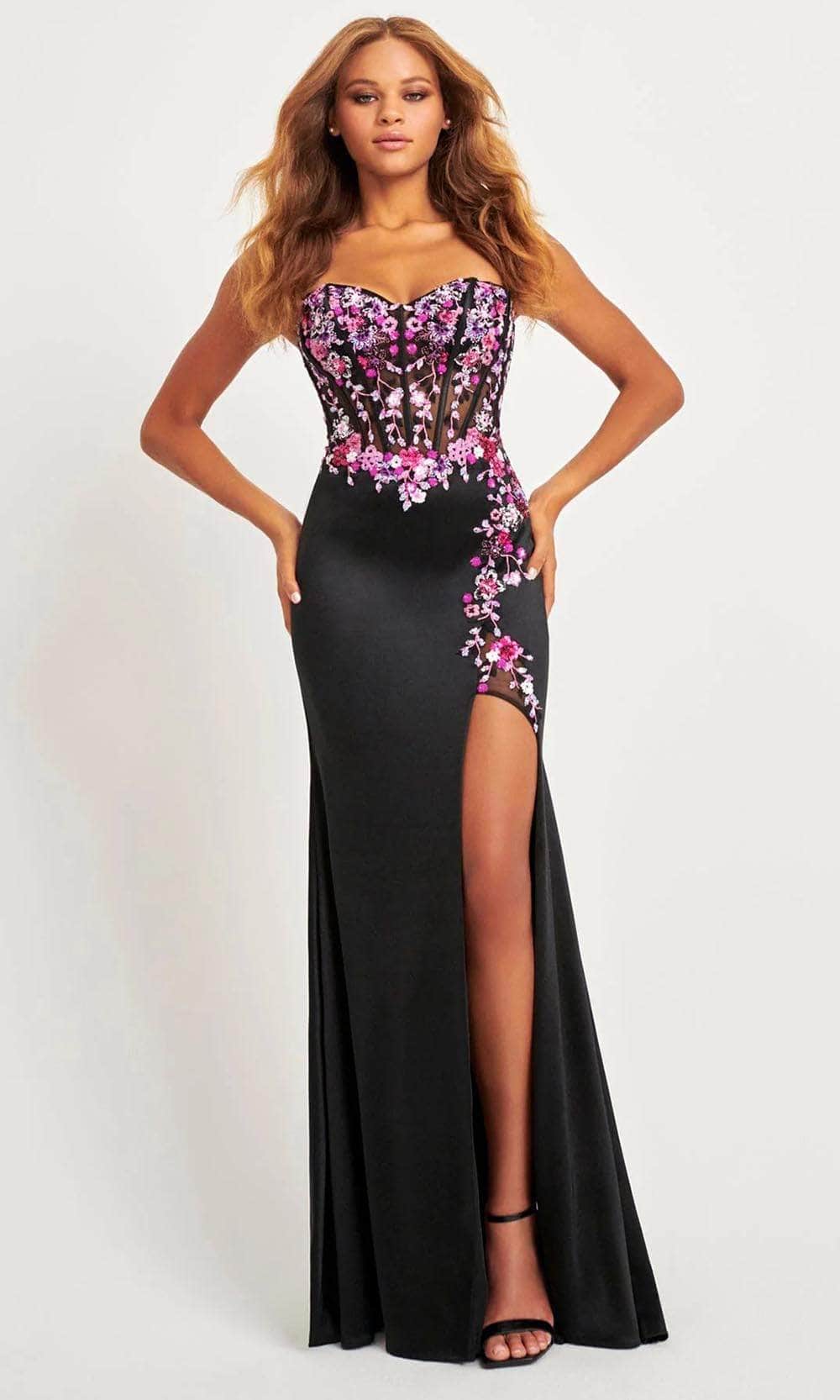 Image of Faviana 11029 - Sweetheart Floral Sequin Prom Gown