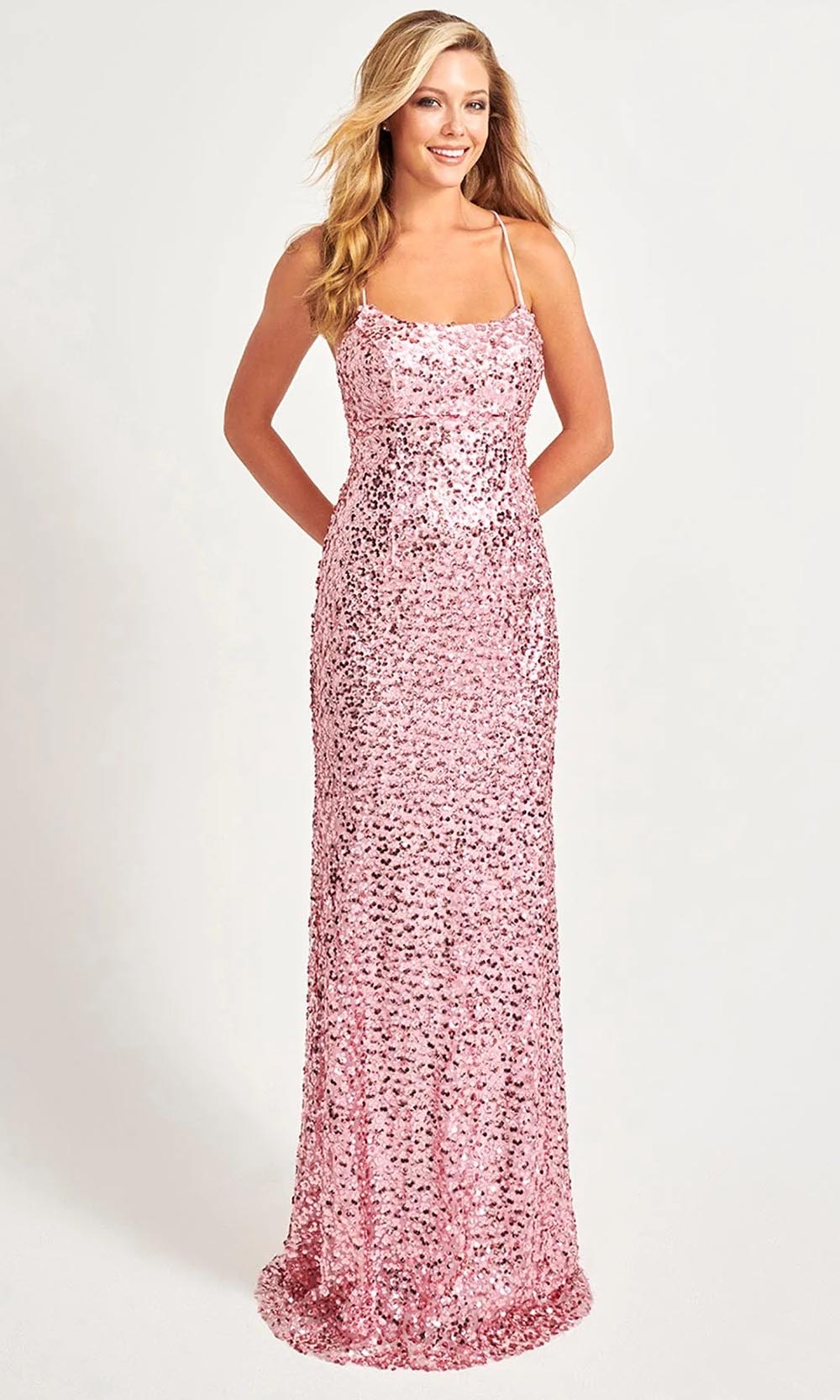 Image of Faviana 11033 - Scoop Floral Sequin Prom Gown