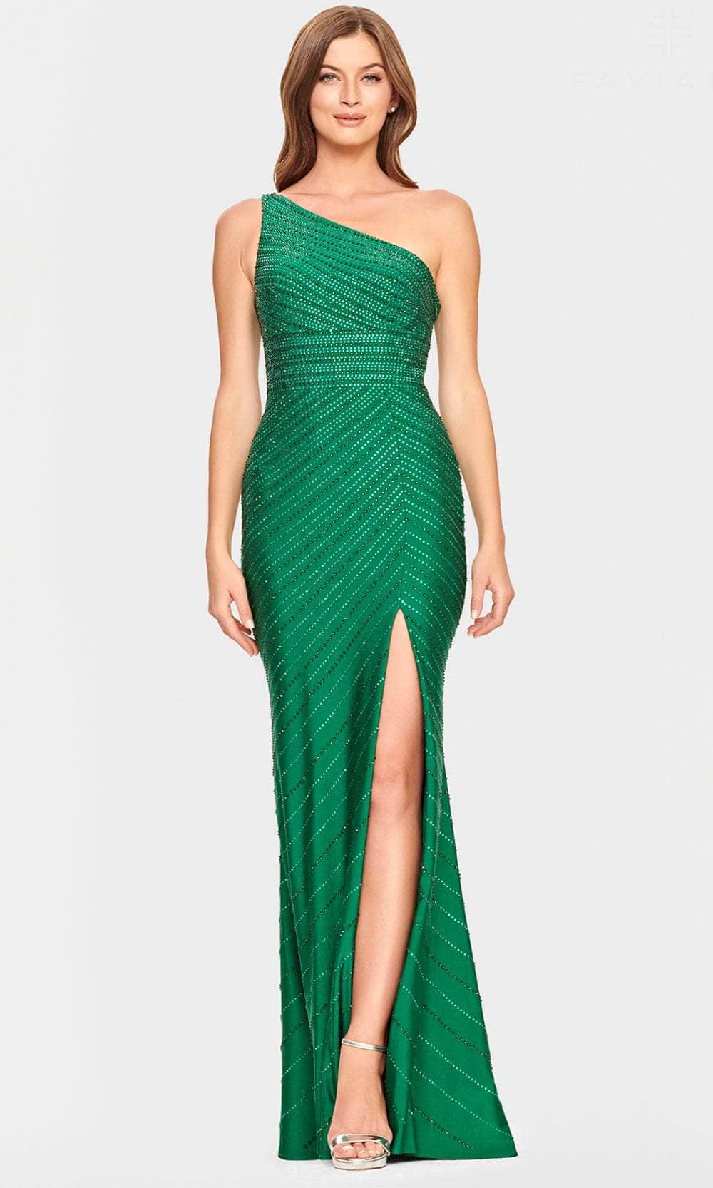 Image of Faviana S10805 - Beaded One Shoulder Evening Gown