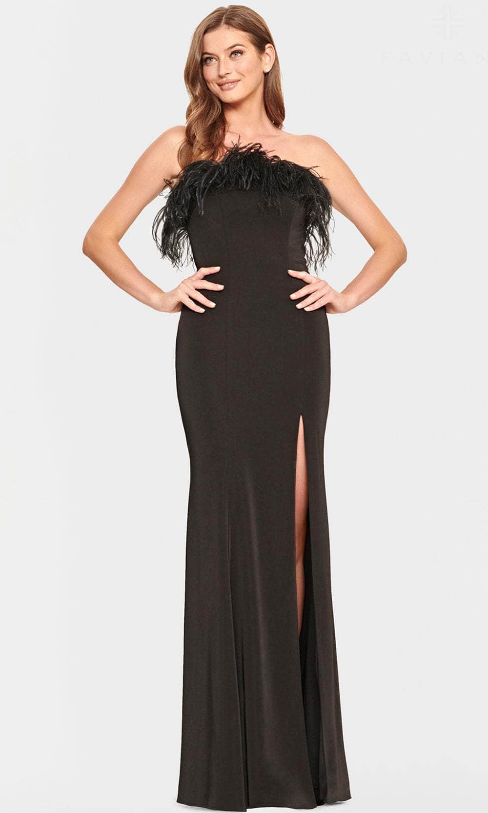 Image of Faviana S10851 - Feathered Faille Satin Prom Dress