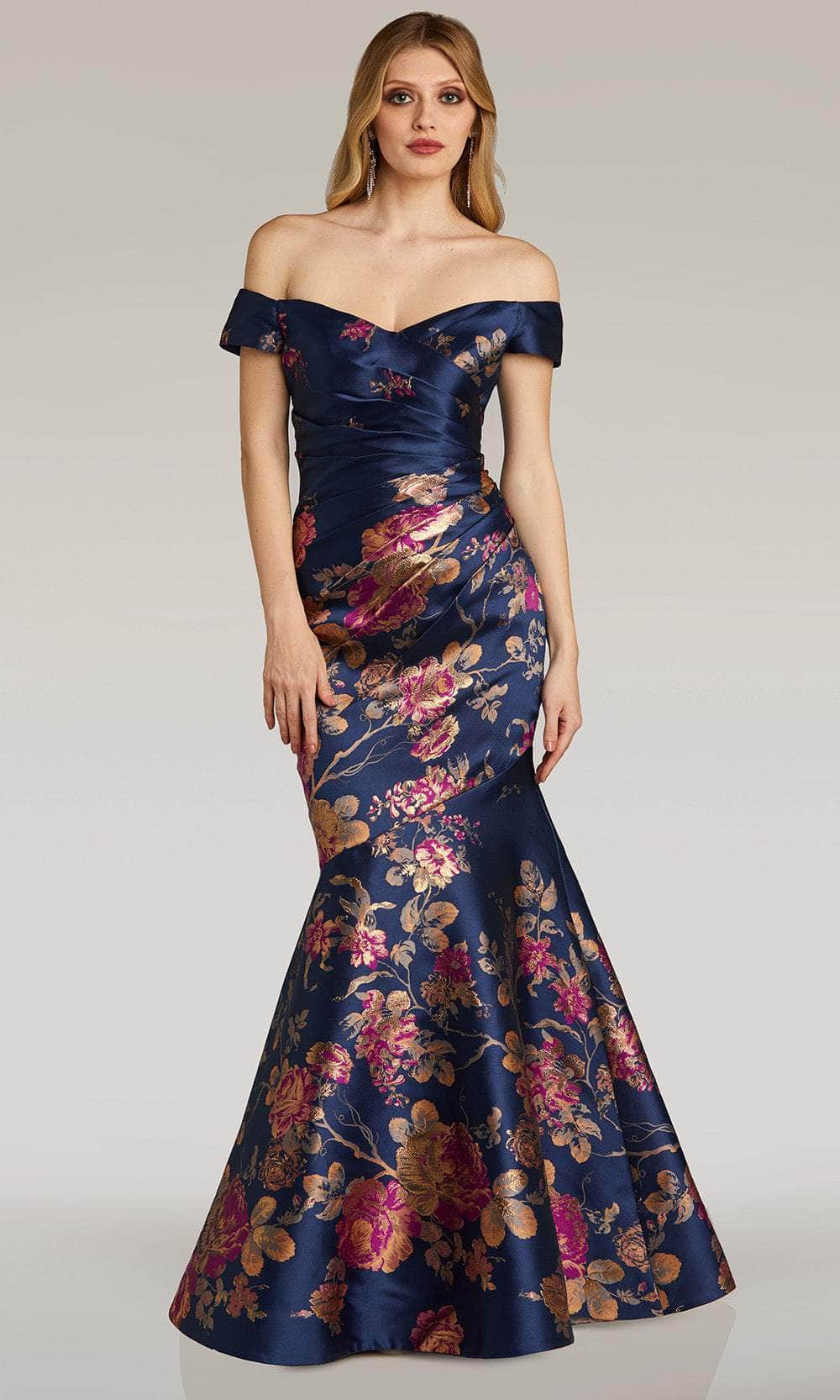 Image of Feriani Couture 18338 - Off Shoulder Floral Print Evening Gown