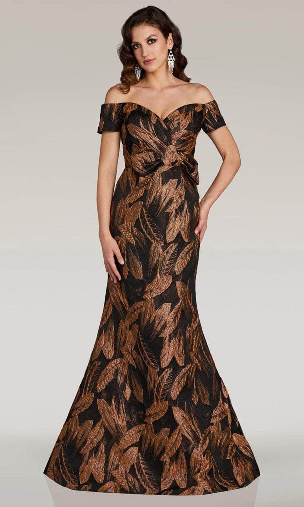 Image of Feriani Couture 18357 - Sweetheart Leaf Printed Evening Gown