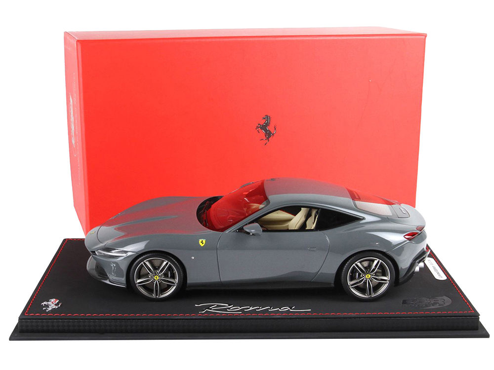 Image of Ferrari Roma Medium Gray with DISPLAY CASE Limited Edition to 20 pieces Worldwide 1/18 Model Car by BBR