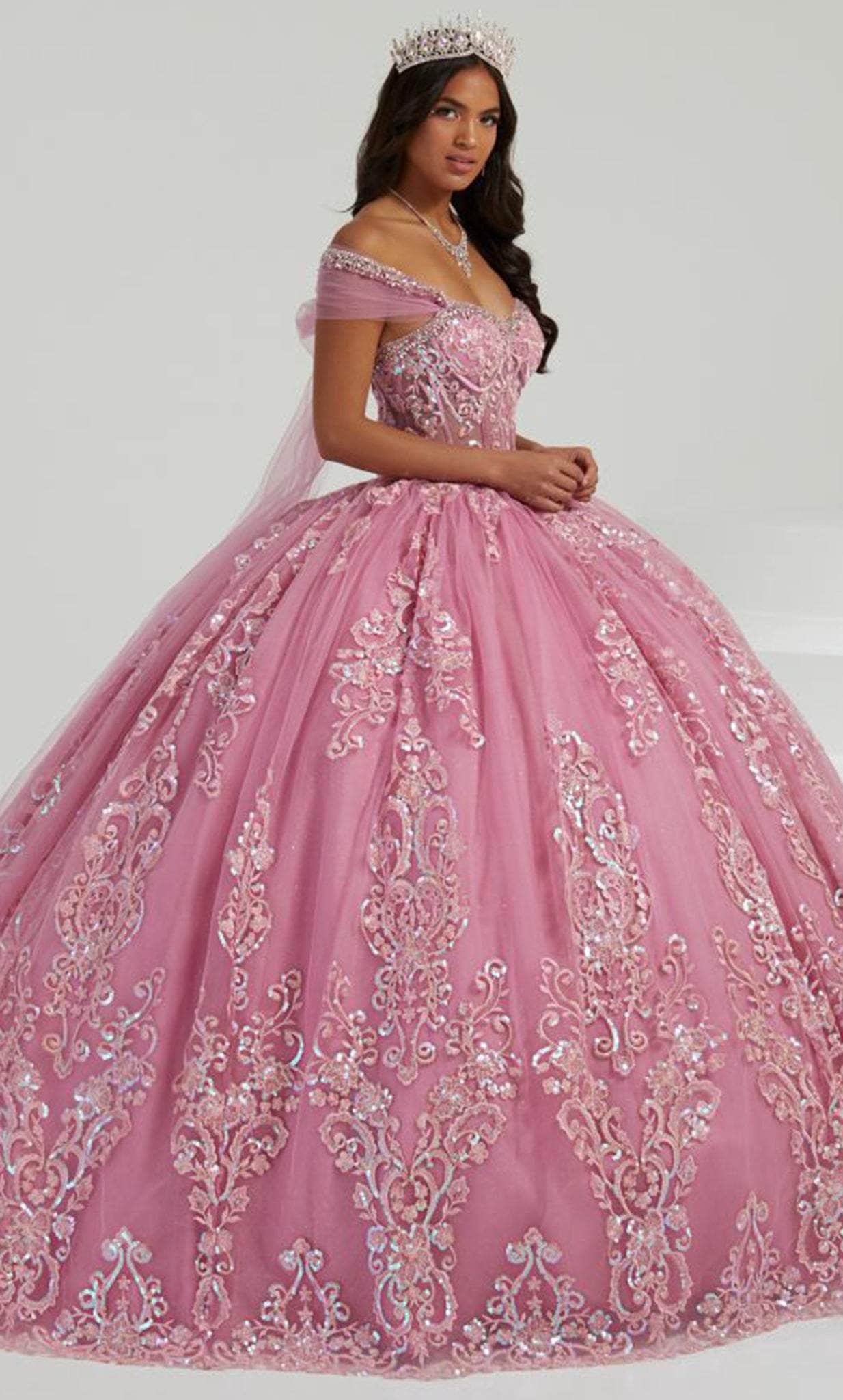Image of Fiesta Gowns 56476 - Sequined Quinceanera Ballgown