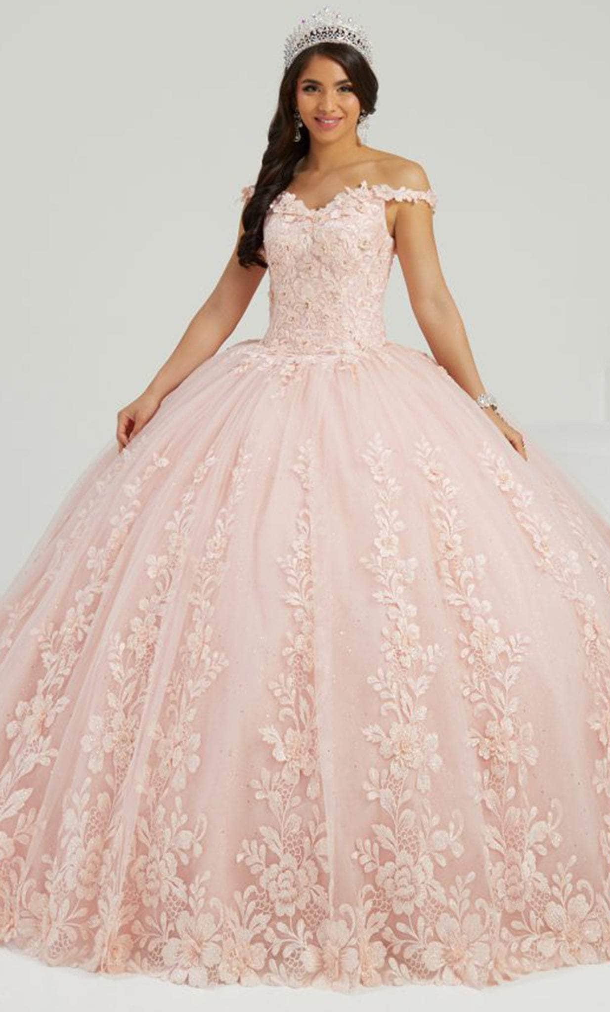 Image of Fiesta Gowns 56484 - Embroidery Floral Ball Gown